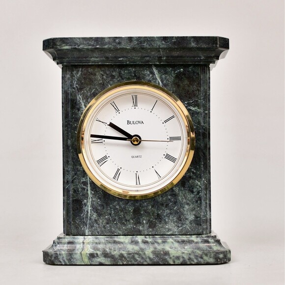 Bulova Stonington Green MARBLE Mantle Shelf Clock for repair - Picture 1 of 4